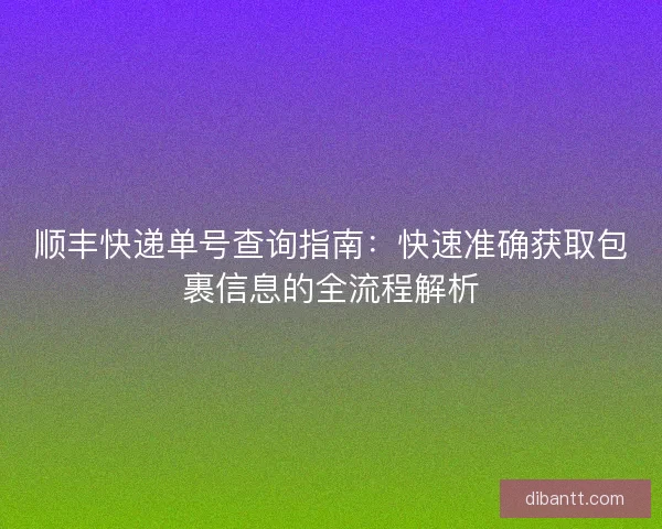 顺丰快递单号查询指南：快速准确获取包裹信息的全流程解析