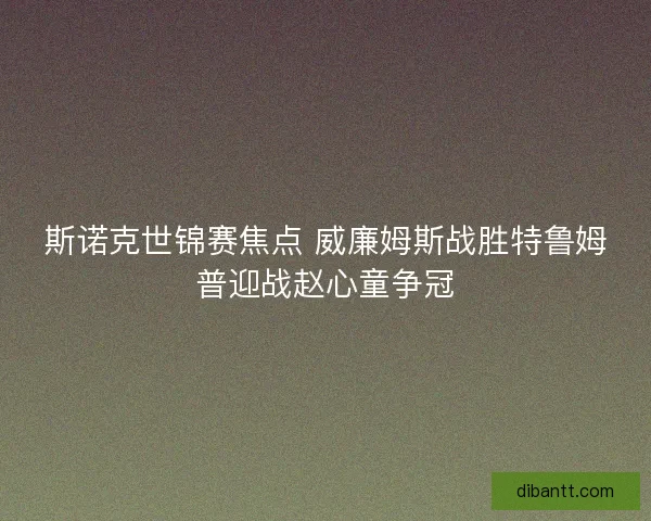 斯诺克世锦赛焦点 威廉姆斯战胜特鲁姆普迎战赵心童争冠