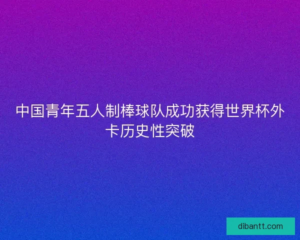 中国青年五人制棒球队成功获得世界杯外卡历史性突破