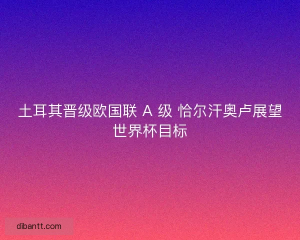 土耳其晋级欧国联 A 级 恰尔汗奥卢展望世界杯目标